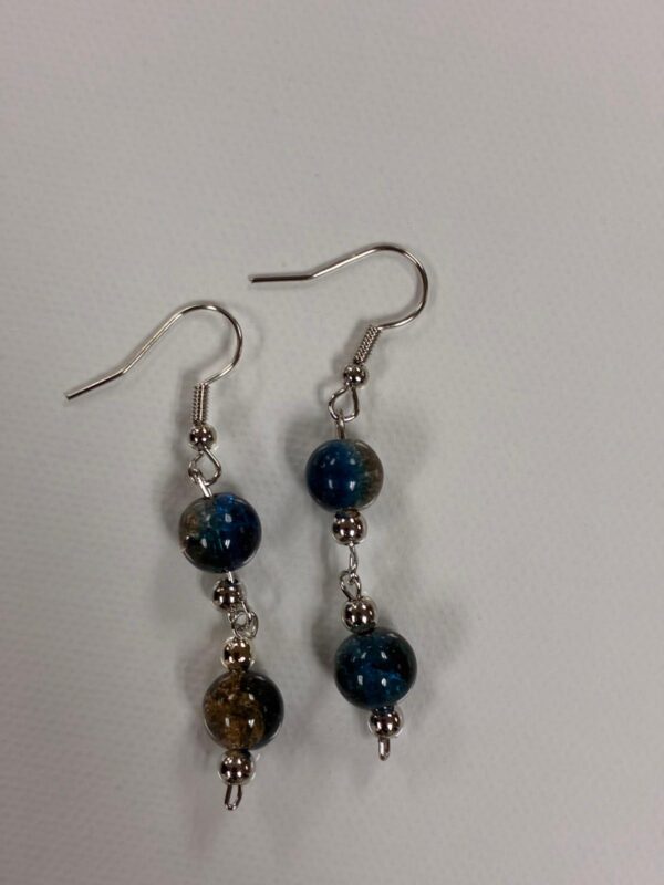 Natural Stone Drop Earrings – Polished Round Gemstone Beads - Image 9