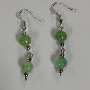 Green beaded drop earrings